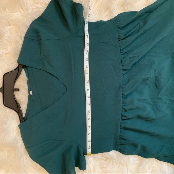 Teal v neck tiered flouncy shift dress small - Picture 7 of 9